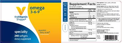 Photo of the The Vitamin Shoppe Omega 3-6-9 label