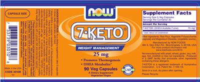 Photo of the NOW 7-KETO 25 mg label
