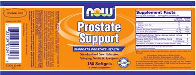 Photo of the NOW Prostate Support label