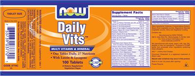 Photo of the NOW Daily Vits label