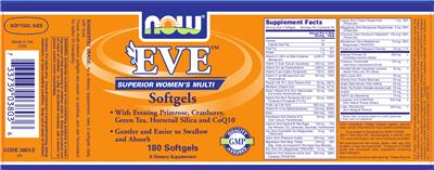 Photo of the NOW Eve Softgels label