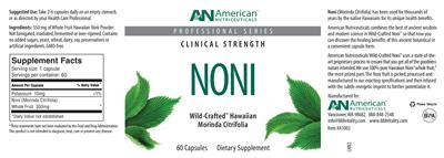 Photo of the AN American Nutriceuticals Noni label