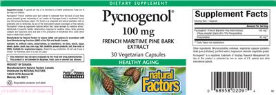 Photo of the Natural Factors Pycnogenol 100 mg label