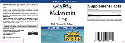 Photo of the Natural Factors Stress-Relax Melatonin 1 mg label
