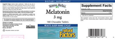 Photo of the Natural Factors Stress-Relax Melatonin 3 mg label