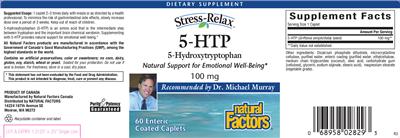 Photo of the Natural Factors Stress-Relax 5-HTP 100 mg label
