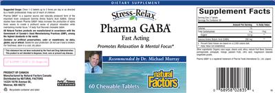 Photo of the Natural Factors Stress-Relax Pharma GABA label