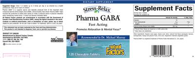 Photo of the Natural Factors Stress-Relax Pharma GABA label