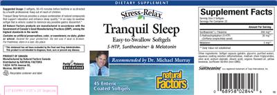 Photo of the Natural Factors Stress-Relax Tranquil Sleep label