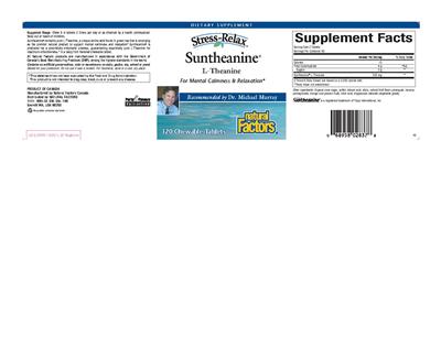 Photo of the Natural Factors Stress-Relax Suntheanine label