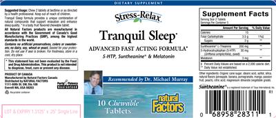 Photo of the Natural Factors Stress-Relax Tranquil Sleep label