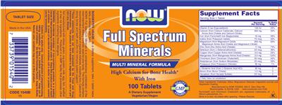 Product label for Full Spectrum Minerals