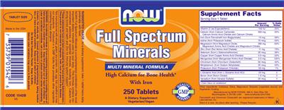 Photo of the NOW Full Spectrum Minerals label