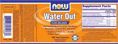 Photo of the NOW Water Out label