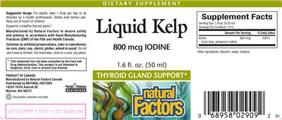 Photo of the Natural Factors Liquid Kelp label
