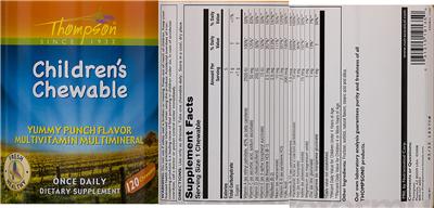 Photo of the Thompson Children's Chewable label