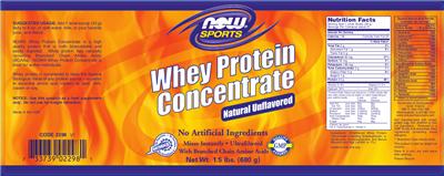 Photo of the NOW Sports Whey Protein Concentrate Natural Unflavored label