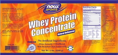 Photo of the NOW Sports Whey Protein Concentrate Natural Unflavored label