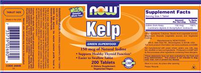 Photo of the NOW Kelp label