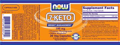 Photo of the NOW 7-KETO 100 mg label