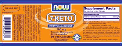 Photo of the NOW 7-KETO 100 mg label