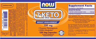 Photo of the NOW 7-KETO 100 mg label
