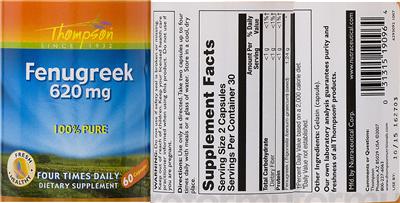 Photo of the Thompson Fenugreek 620 mg label