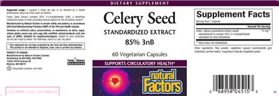Photo of the Natural Factors Celery Seed label