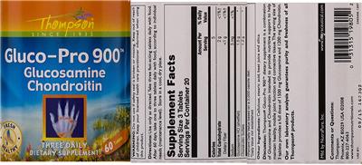 Photo of the Thompson Gluco-Pro 900 label