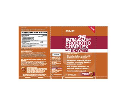 Photo of the GNC Ultra Probiotic Complex with Enzymes 25 Billion CFUs label