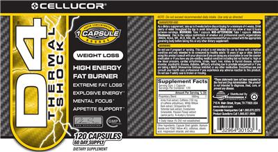 Photo of the Cellucor D4 Thermal Shock label