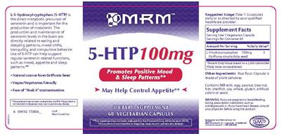 Photo of the MRM 5-HTP 100 mg label