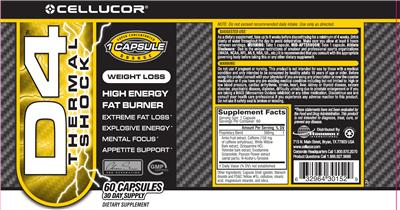 Photo of the Cellucor D4 Thermal Shock label