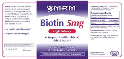 Photo of the MRM Biotin 5 mg label