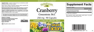 Photo of the Natural Factors HerbalFactors Cranberry Concentrate 36:1 label