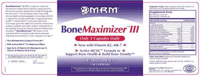 Photo of the MRM Bone Maximizer III label