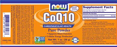 Photo of the NOW CoQ10 label