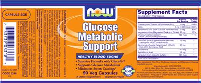 Photo of the NOW Glucose Metabolic Support label