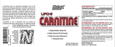 Photo of the Nutrex Research Lipo-6 Carnitine label