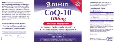 Photo of the MRM CoQ-10 100 mg label