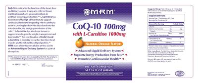 Photo of the MRM CoQ-10 100 mg Natural Oange Flavor label