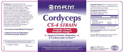 Photo of the MRM Cordyceps CS-4 Strain label