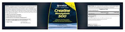 Photo of the MRM Creatine Monohydrate 500 label