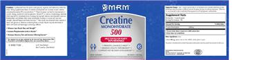 Photo of the MRM Creatine Monohydrate 500 label