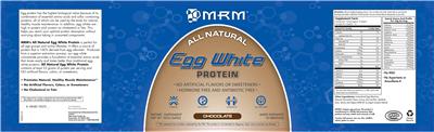Product label for Egg White Protein Chocolate