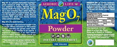 Photo of the Aerobic Life Mag O7 Powder label