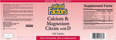 Photo of the Natural Factors Calcium & Magnesium Citrate With D label
