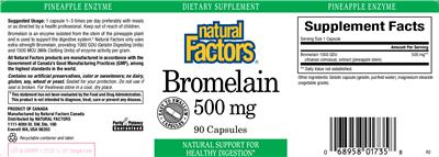 Photo of the Natural Factors Bromelain 500 mg label