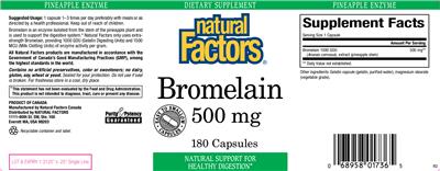 Photo of the Natural Factors Bromelain 500 mg label