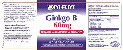 Photo of the MRM Ginkgo B 60 mg label
